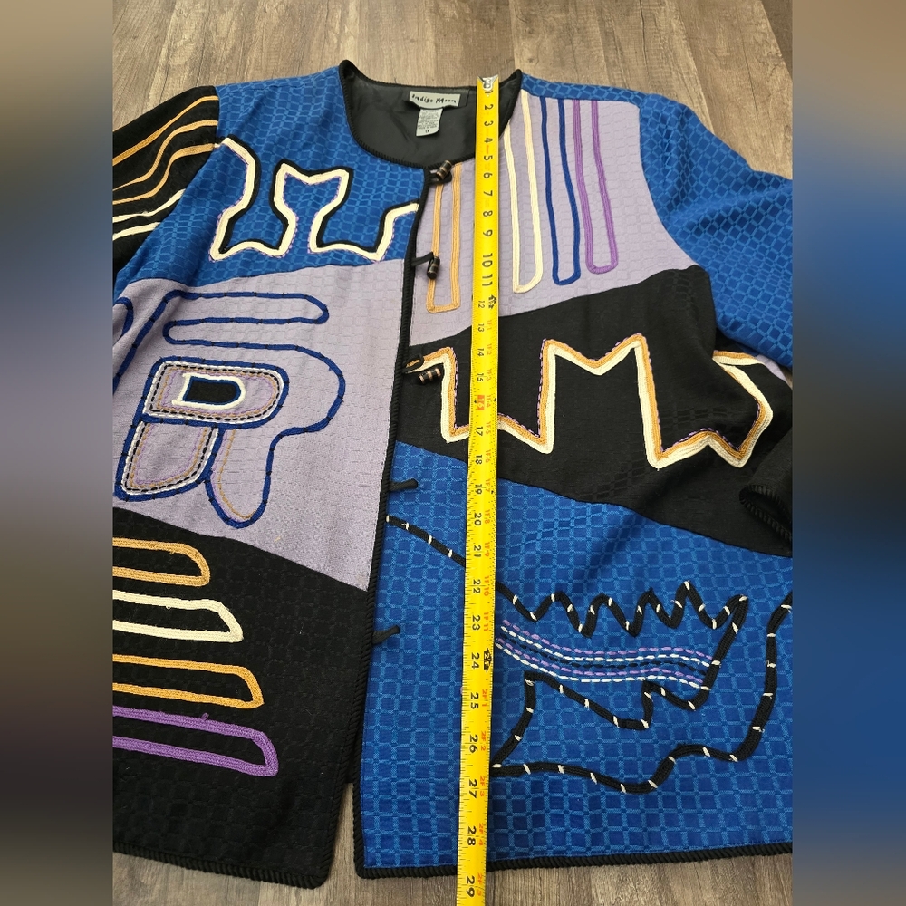 Indigo Moon Boho Patchwork Colorful Geometric Jac… - image 7